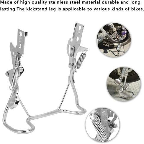 Alvinlite Double Leg Kickstand for 14 inch (35cm) Tires, Stainless Steel Electric Bike Bicycle Stand Electric Scooter with Seat Foot Mount Easy to Install for Electric Vehicle Outdoor, Double Hole in Saudi Arabia
