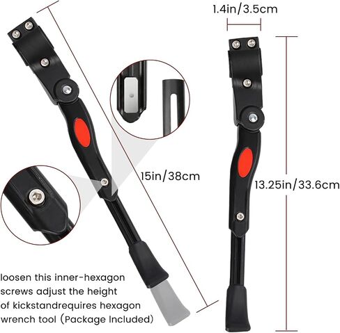 Adjustable Bike Kickstand for Mountain Adults bikes, Kids Bike Kick Stand,Rear side Bicycle Kickstand,Aluminum Bicycle Kick Stand Fits for 22"-27" Road Bike/BMX/MTB Bike Kickstand in Saudi Arabia