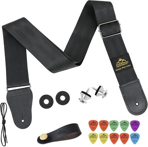 EASTROCK Guitar Strap, Adjustable Cotton Strap, Acoustic Guitar Strap, Electric Guitar Strap, Bass Strap for Beginners (brown) in Saudi Arabia