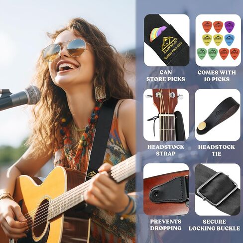 EASTROCK Guitar Strap, Adjustable Cotton Strap, Acoustic Guitar Strap, Electric Guitar Strap, Bass Strap for Beginners (brown) in Saudi Arabia