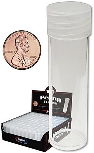 BCW Coin Tubes for US Pennies - 100ct | Holds "Lincoln" Penny | Durable Plastic Tube Coin Holders | Coin Collecting Supplies | Penny Coin Tubes in Saudi Arabia