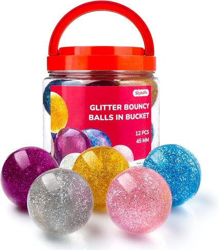 Entervending Bouncy Balls for Kids - Party Favors - 45mm Bouncing Balls - Bounce Balls in Bucket - Large Bouncy Ball - Hi Bounce Balls - Rubber Balls in Saudi Arabia