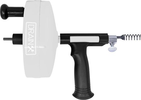 DrainX Power Pro 25-FT Steel Drum Auger Plumbing Snake with Drill Attachment | Drain Snake for Manual or Powered Use | Heavy Duty Drain Cleaning Cable with Work Gloves and Storage Bag Included in Saudi Arabia