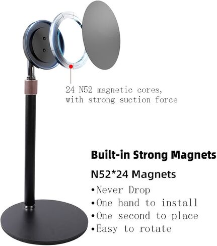 Magnetic Desk Phone Stand, Aluminum Alloy Adjustable Height Phone Holder Compatible with MagSafe for iPhone 15 14 13 12 Plus Pro Max Mini Series,Magsafe Case in Saudi Arabia