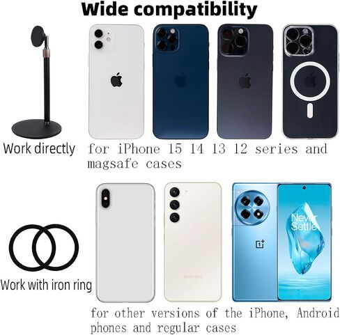 Magnetic Desk Phone Stand, Aluminum Alloy Adjustable Height Phone Holder Compatible with MagSafe for iPhone 15 14 13 12 Plus Pro Max Mini Series,Magsafe Case in Saudi Arabia