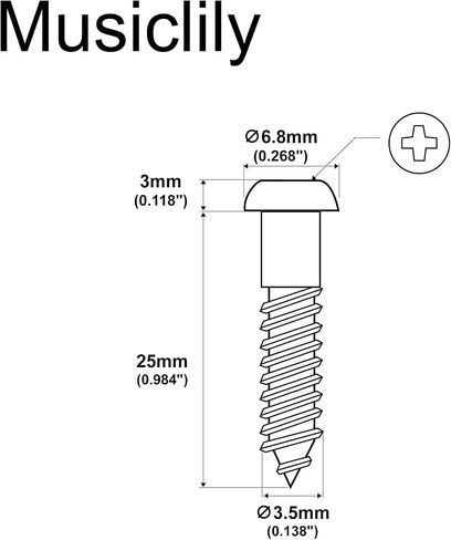 Musiclily 25mm Guitar Tremolo Bridge Mounting Screws for Strat Style, Chrome (20 Pieces) in Saudi Arabia