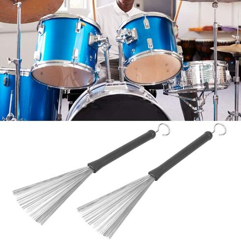 2Pair Drum Brushes Set Jazz Nylon Brushes, Retractable Drum Wire Sticks Brushes for Rock Band, Cajon, Jazz Folk Drummer in Saudi Arabia