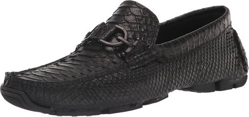 Donald J Pliner Men's Dacio Driver Driving Style Loafer, Black-Snake Print Leather, 15 in Saudi Arabia
