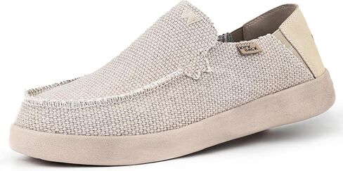 Kickback Barbeach Canvas Mens Slip On Loafers - Lightweight Canvas Slip in Shoes - with Leather Lined Memory Foam Insoles - Mens Casual Slip on Summer Shoes - Machine Washable in Saudi Arabia