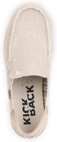 Kickback Barbeach Canvas Mens Slip On Loafers - Lightweight Canvas Slip in Shoes - with Leather Lined Memory Foam Insoles - Mens Casual Slip on Summer Shoes - Machine Washable in Saudi Arabia