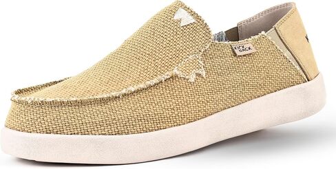 Kickback Barbeach Canvas Mens Slip On Loafers - Lightweight Canvas Slip in Shoes - with Leather Lined Memory Foam Insoles - Mens Casual Slip on Summer Shoes - Machine Washable in Saudi Arabia
