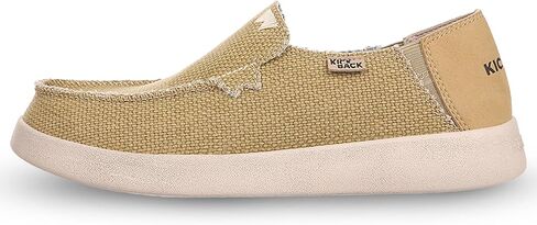 Kickback Barbeach Canvas Mens Slip On Loafers - Lightweight Canvas Slip in Shoes - with Leather Lined Memory Foam Insoles - Mens Casual Slip on Summer Shoes - Machine Washable in Saudi Arabia