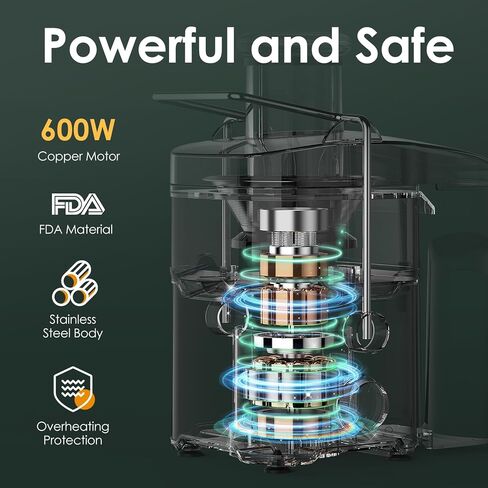 آلات عصارة، عصارة طرد مركزي بقوة 600 وات من KOIOS مع 3 سرعات، وقناة تغذية 2.5 بوصة للفواكه والخضروات، 304 من الفولاذ المقاوم للصدأ، سهلة التنظيف، مضادة للتنقيط، خالية من مادة BPA، فرشاة متضمنة، أسود in Kuwait