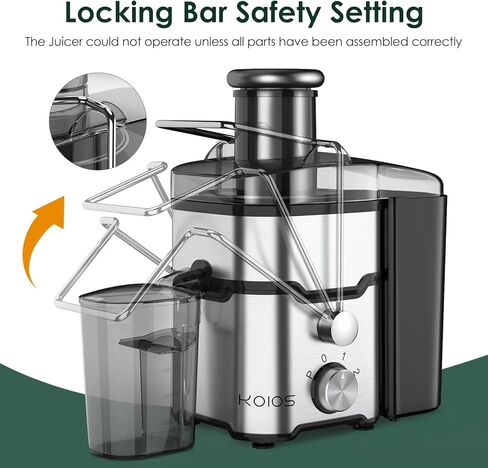 آلات عصارة، عصارة طرد مركزي بقوة 600 وات من KOIOS مع 3 سرعات، وقناة تغذية 2.5 بوصة للفواكه والخضروات، 304 من الفولاذ المقاوم للصدأ، سهلة التنظيف، مضادة للتنقيط، خالية من مادة BPA، فرشاة متضمنة، أسود in Kuwait