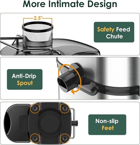 آلات عصارة، عصارة طرد مركزي بقوة 600 وات من KOIOS مع 3 سرعات، وقناة تغذية 2.5 بوصة للفواكه والخضروات، 304 من الفولاذ المقاوم للصدأ، سهلة التنظيف، مضادة للتنقيط، خالية من مادة BPA، فرشاة متضمنة، أسود in Kuwait