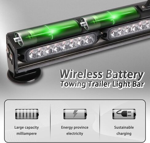 شريط إضاءة LED لاسلكي لمقطورة السحب مع جهاز إرسال دائري 7 دبابيس، قاعدة مغناطيسية قوية، شريط ضوء سحب للطوارئ لإشارة الفرامل/الانعطاف للسيارات ذات حواجز الطرق، بطارية قابلة لإعادة الشحن، 23 بوصة in Kuwait