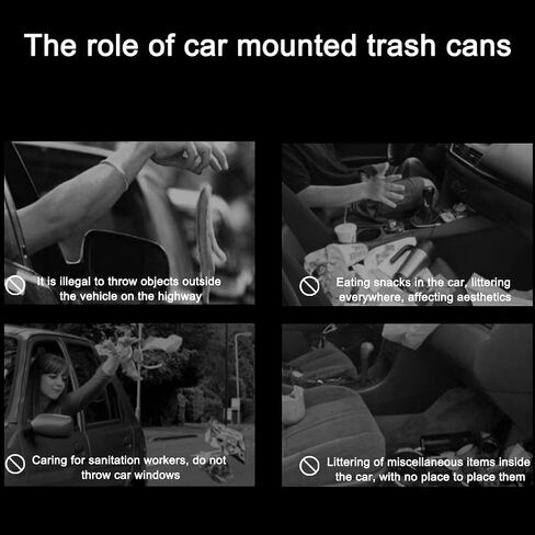 Car Trash Can with Lid, Mini Automotive Built-in Storage Organizer Garbage Bag, Leakproof Vehicle Trash Bin with 2 Trash Bag, Universal for Home Office Kitchen Bedroom（Black/1PCS） in Saudi Arabia