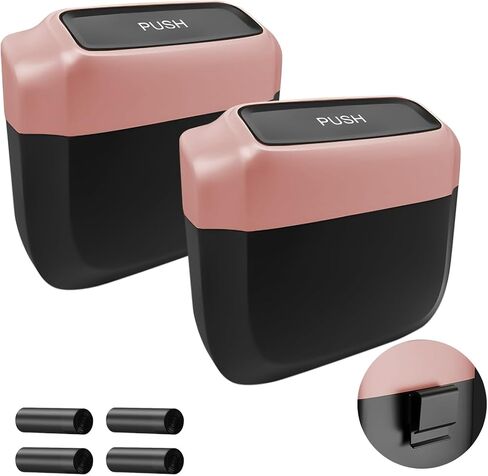 Car Trash Can with Lid, Mini Automotive Built-in Storage Organizer Garbage Bag, Leakproof Vehicle Trash Bin with 2 Trash Bag, Universal for Home Office Kitchen Bedroom（Black/1PCS） in Saudi Arabia