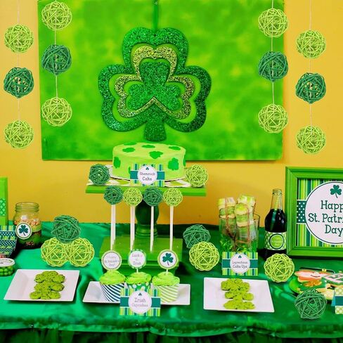 30Pcs St. Patrick's Day Green Rattan Balls Decor, 1.97In/5Cm Natural Wicker Balls Ornament Vase Filler DIY Craft for St. Patrick's Day Spring Party Supplies Home Tree Table Decorations in Saudi Arabia