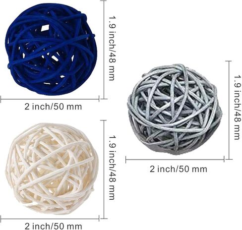 15 Pieces Wicker Rattan Balls Decorative Orbs Vase Fillers for Craft, Party, Wedding Table Decoration, Baby Shower, Aromatherapy Accessories, 2 Inch (Baby Blue Gray White) in Saudi Arabia