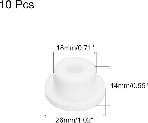 MECCANIXITY High Temp Silicone Plug Mount Dia 18mm/0.71 Inch T Shaped Rubber Stopper Hole Plugs for Powder Coating Plating Waterproof Sealing Plugs White Pack of 10(OD 26mm/1.02 Inch) in Saudi Arabia
