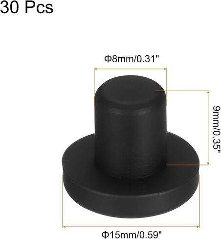 MECCANIXITY High Temp Silicone Plug Mount Dia 3mm/0.12 Inch T Shaped Solid Rubber Stopper Hole Plugs for Powder Coating Plating Waterproof Sealing Plugs Black Pack of 30(OD 7mm/0.28 Inch) in Saudi Arabia
