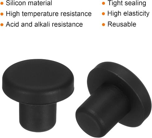 MECCANIXITY High Temp Silicone Plug Mount Dia 3mm/0.12 Inch T Shaped Solid Rubber Stopper Hole Plugs for Powder Coating Plating Waterproof Sealing Plugs Black Pack of 30(OD 7mm/0.28 Inch) in Saudi Arabia