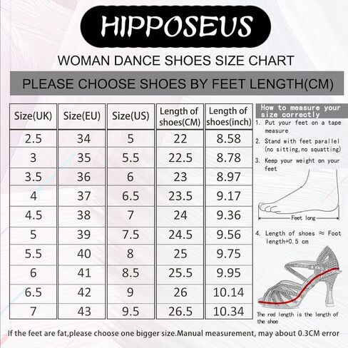 حذاء HIPPOSEUS للرقص اللاتيني سهل الارتداء في قاعة الرقص Salsa Bachata، حذاء راقص لممارسة الأداء، موديل D5 in Kuwait
