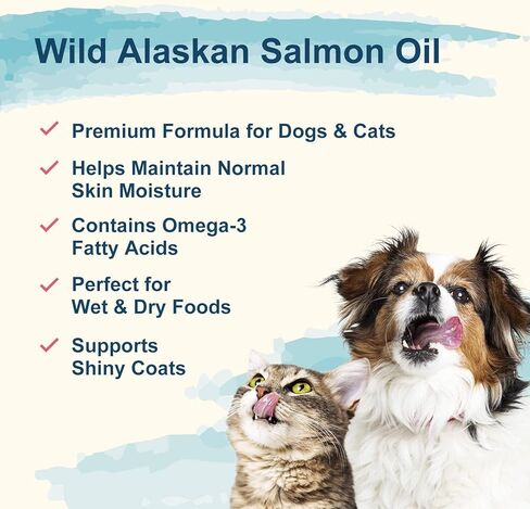 Premium Wild Alaskan Salmon Oil for Dogs & Cats 16oz Skin & Coat Natural Liquid Food Supplement for Pets, Fish Oil, Omega 3, EPA + DHA Fatty Acids for Joint Function, Immune & Heart Health! in Kuwait