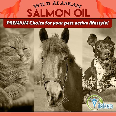 Wild Alaskan Salmon Oil for Dogs, Cats and Pets – 100% Natural Omega-3 Fish Oil Supplement with DHA and EPA Promotes Hip and Joint Function, Healthy Skin and Coat (32 oz) in Saudi Arabia