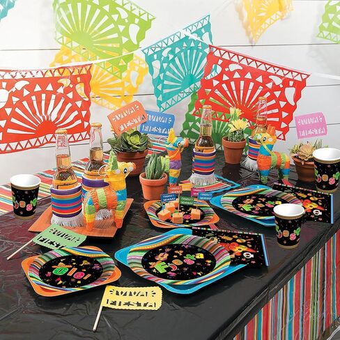 ديكورات الحفلات التي تحمل عنوان العيد المكسيكي: أطباق عشاء وحلويات ورقية من سينكو دي مايو، وأكواب، ومناديل، ومجموعة مفارش المائدة - 24 لوازم أواني طعام يمكن التخلص منها للضيوف in Kuwait