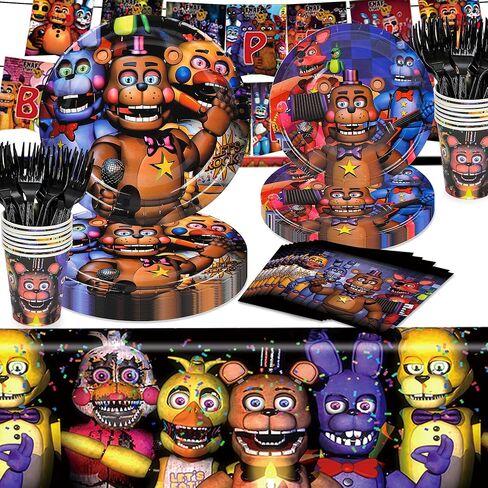 لوازم حفلات عيد الميلاد من خمس ليالٍ - 123 قطعة من زينة عيد الميلاد ذات طابع لعبة الدب، تتضمن أطباق مقاس 7 بوصات و9 بوصات، وخلفية، ولافتة، ومفرش طاولة، ومناديل ورقية، وأكواب، وشوك لأعياد ميلاد الأولاد والبنات in Kuwait