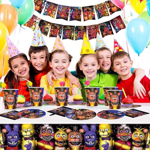 لوازم حفلات عيد الميلاد من خمس ليالٍ - 123 قطعة من زينة عيد الميلاد ذات طابع لعبة الدب، تتضمن أطباق مقاس 7 بوصات و9 بوصات، وخلفية، ولافتة، ومفرش طاولة، ومناديل ورقية، وأكواب، وشوك لأعياد ميلاد الأولاد والبنات in Kuwait