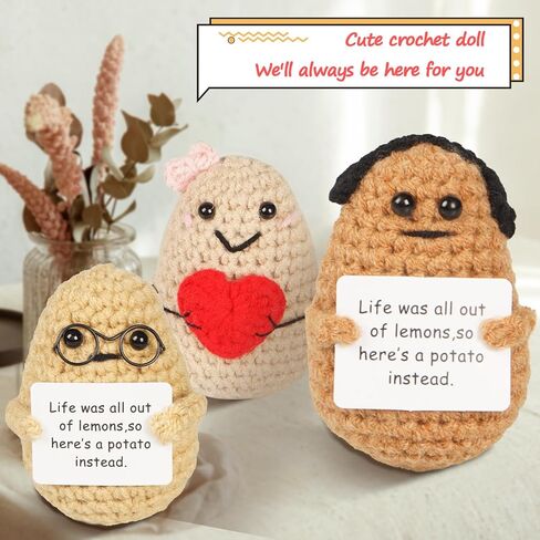 Emotional Support Nuggets,Emotional Support Pickle,Positive Potato,Positive Pickle,Emotional Support Plushes,Positive Crochet Doll,Wool Knitting Toy (Set of 9) in Kuwait