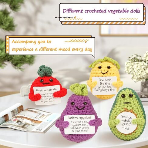 Emotional Support Nuggets,Emotional Support Pickle,Positive Potato,Positive Pickle,Emotional Support Plushes,Positive Crochet Doll,Wool Knitting Toy (Set of 9) in Kuwait