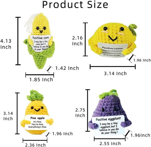 9 Pcs Positve Fruit Doll Crochet, Funny Cute Small Gifts for Friends, Emotional Support Potato Cheer Up Gifts for Women in Kuwait