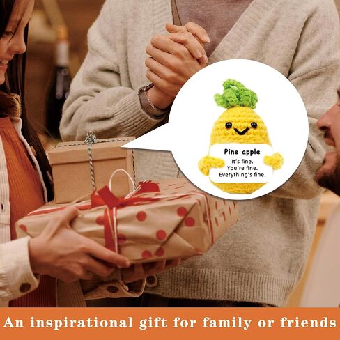 9 Pcs Positve Fruit Doll Crochet, Funny Cute Small Gifts for Friends, Emotional Support Potato Cheer Up Gifts for Women in Kuwait