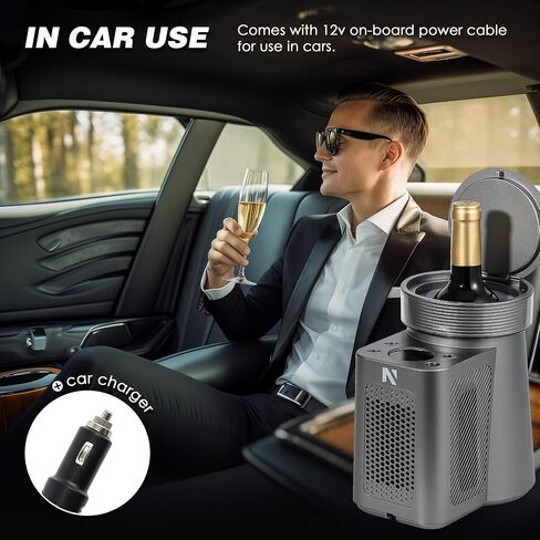 مبرد النبيذ الكهربائي من نيوتري، مبرد نبيذ بدون ثلج لزجاجة نبيذ شامبانيا واحدة سعة 750 مل، لمحبي النبيذ للتذوق في درجة حرارة منخفضة ثابتة in Kuwait