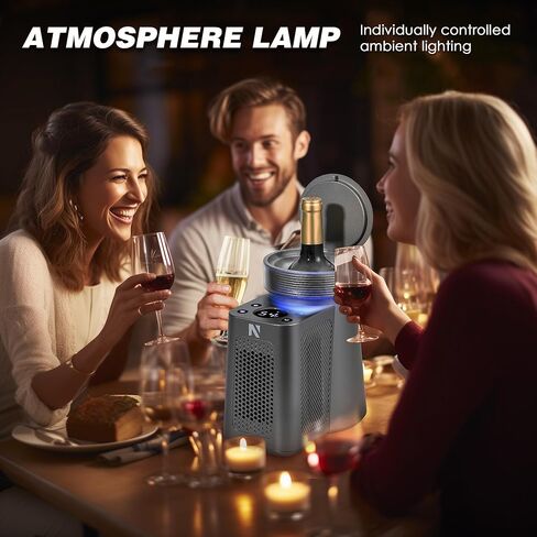 مبرد النبيذ الكهربائي من نيوتري، مبرد نبيذ بدون ثلج لزجاجة نبيذ شامبانيا واحدة سعة 750 مل، لمحبي النبيذ للتذوق في درجة حرارة منخفضة ثابتة in Kuwait