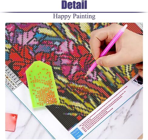 Diamond Painting Kits for Adults, Flowers DIY 5D Diamond Art Kits for Beginners, Full Drill Flower Stained Glass Diamond Painting Kits for Home Wall Decoration 16x20inch in Saudi Arabia