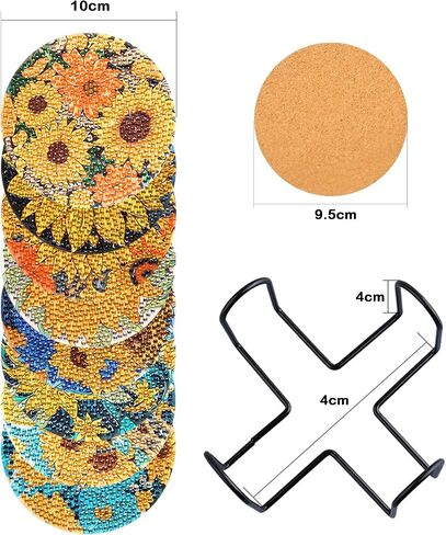 wikimo 6 Pcs Flowers Diamond Painting Coasters Kits, Diamond Art Coasters with Holder for Adults, Dot Painting Kits for DIY Coasters in Saudi Arabia
