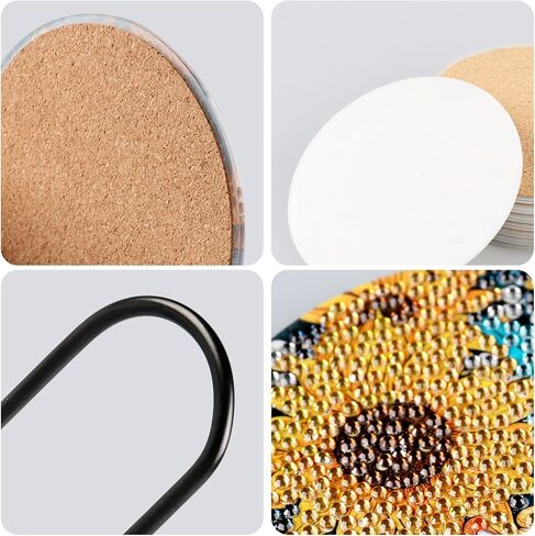 wikimo 6 Pcs Flowers Diamond Painting Coasters Kits, Diamond Art Coasters with Holder for Adults, Dot Painting Kits for DIY Coasters in Saudi Arabia
