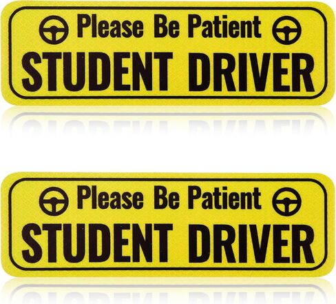 2pcs Student Driver Magnet, Please Be Patient Student Driver Sign Highly Reflective Bumper Sticker for New Student Drivers(Yellow) in Saudi Arabia