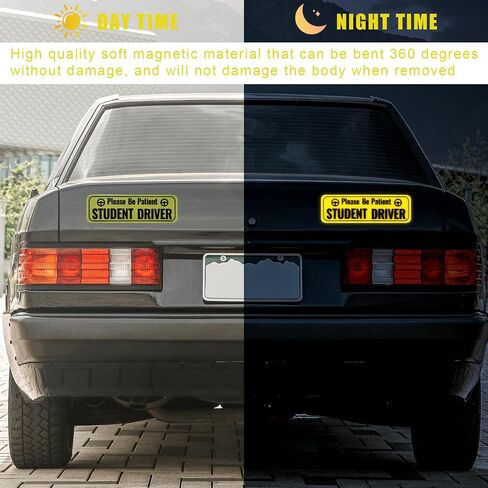 2pcs Student Driver Magnet, Please Be Patient Student Driver Sign Highly Reflective Bumper Sticker for New Student Drivers(Yellow) in Saudi Arabia