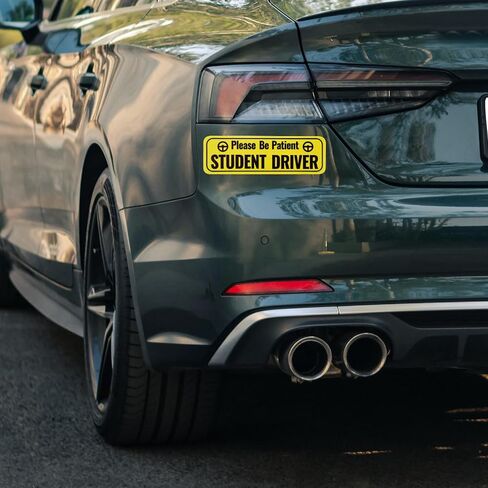 2pcs Student Driver Magnet, Please Be Patient Student Driver Sign Highly Reflective Bumper Sticker for New Student Drivers(Yellow) in Saudi Arabia