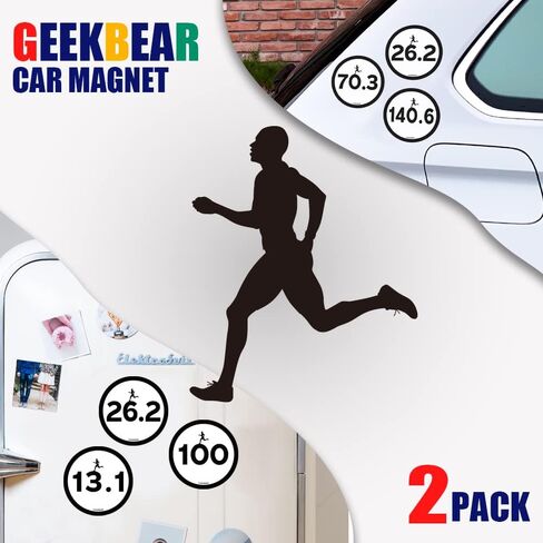 GEEKBEAR 26.2 Marathon Car Magnet (عبوتان) - شكل دائري 4.7 بوصة in Kuwait