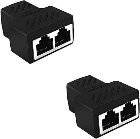 محول موصل مقسم إيثرنت RJ45، 2 حزمة من 1 إلى 2 منفذ محول مقبس أنثى واجهة كابل إيثرنت 8P8C قابس موسع موصل شبكة LAN لـ Cat5، Cat5e، Cat6، Cat7 in Saudi Arabia