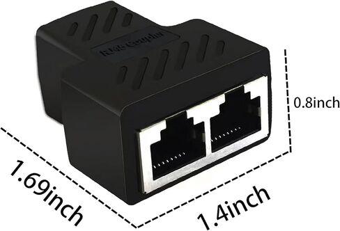 محول موصل مقسم إيثرنت RJ45، 2 حزمة من 1 إلى 2 منفذ محول مقبس أنثى واجهة كابل إيثرنت 8P8C قابس موسع موصل شبكة LAN لـ Cat5، Cat5e، Cat6، Cat7 in Saudi Arabia