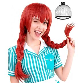 ANOGOL Hair Cap+Red Braided Wig for Anime Cosplay Women Wig Synthetic Wig for Costume Halloween Party in Saudi Arabia