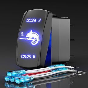 7-Pin ON-OFF-ON DPDT Rocker Switch for Dual Color Marker Clearance Lights, Dual Control with Blue LED Backlight, Compatible with Truck, Bus, RV, ATV, Marine Boat, Golf Cart in Kuwait